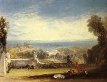 Joseph Mallord William Turner : View from the Terrace of a Villa at Niton, Isle of Wight, from sketches by a lady
